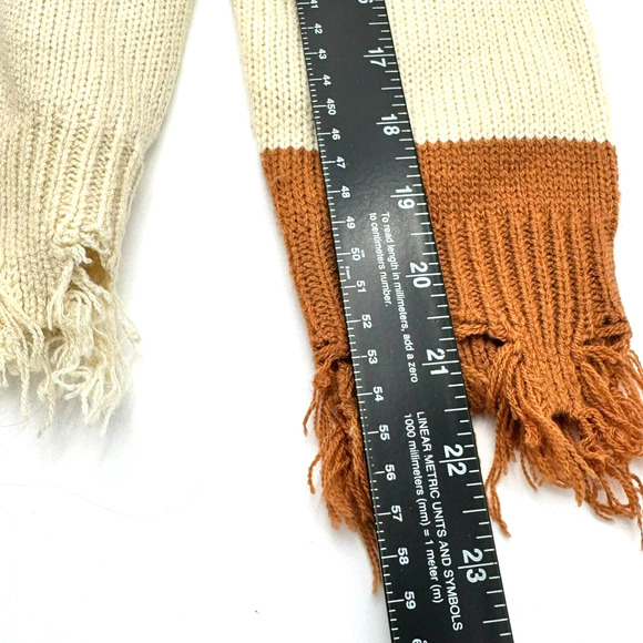 ROCK & ROLL COWGIRL Women Small Cream Red Blue Color block Sweater Fringe Tassel - Picture 10 of 10